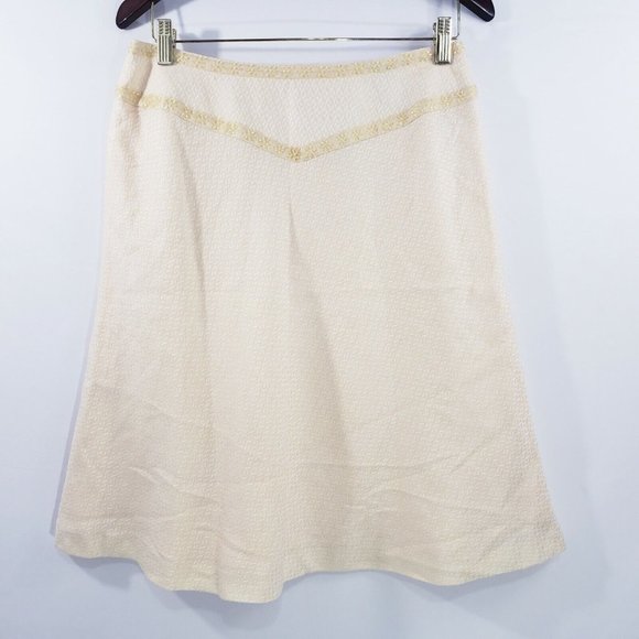 Worthington Skirt Size 10‎ Yellow beaded A-Line Textured Lined High waist New - Picture 2 of 8